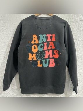 Anti Social Moms Club Sweatshirt Womans Small Gray Crewneck Pullover
